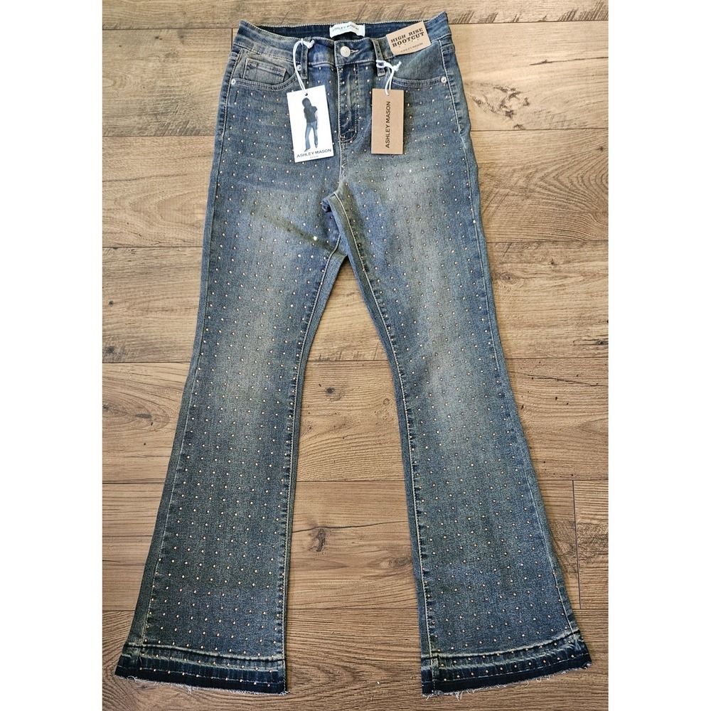 Ashley Mason Premium Amro Jeans Womens Size 9/29 (27x30.5 Fit) Studded Flare NWT